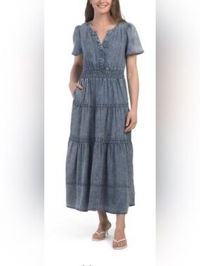 jane and delancey denim dress The Devyn Saxe 0 making it an essential piece for effortless summer style Jeanie Bow Shoulder Mini Dress